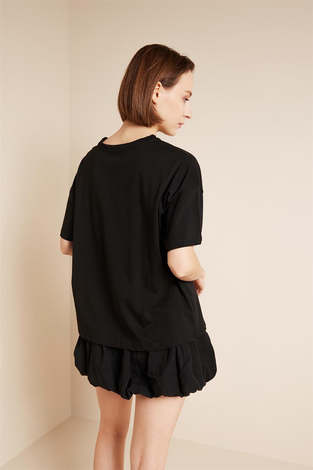 Avrile  KIZ BASKILI T-SHIRT SİYAH SA25-1001