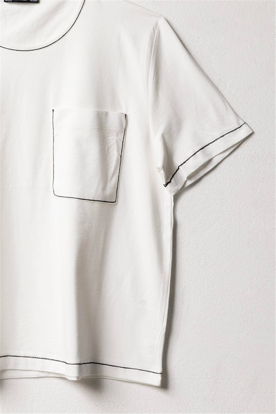 Avrile  KONTRAST DİKİŞ DETAYLI T-SHIRT EKRU A25-10384