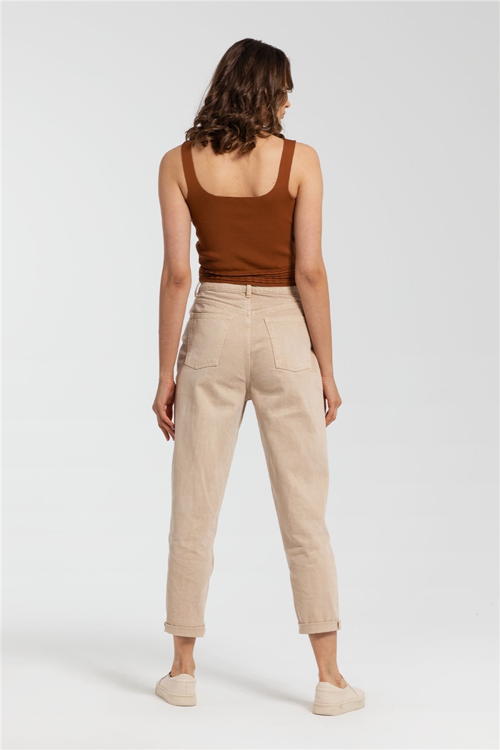 Avrile Lastiği Desenli Triko Bluz  TABA  A91741-S