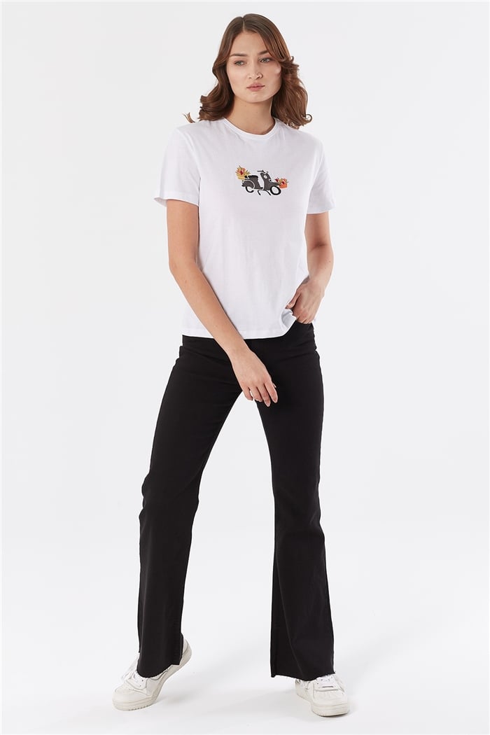 Avrile NAKIŞLI BASIC T-SHIRT  BEYAZ  A22-10537