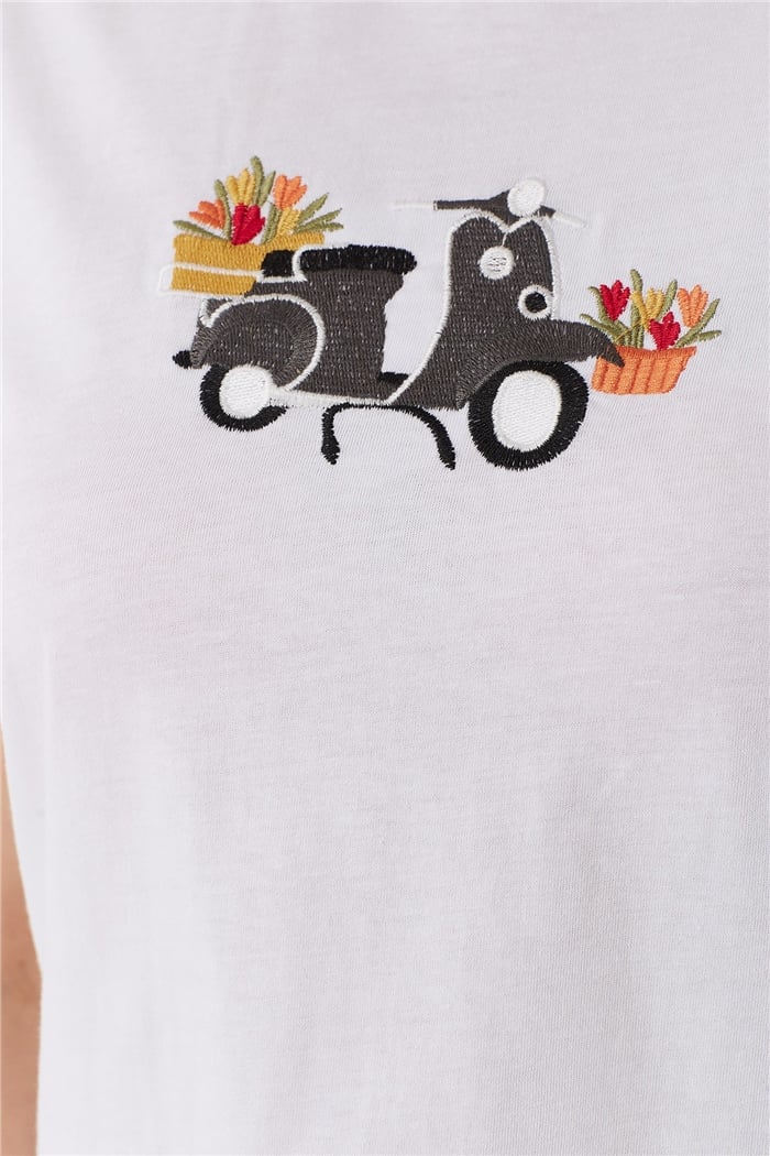 Avrile NAKIŞLI BASIC T-SHIRT  BEYAZ  A22-10537