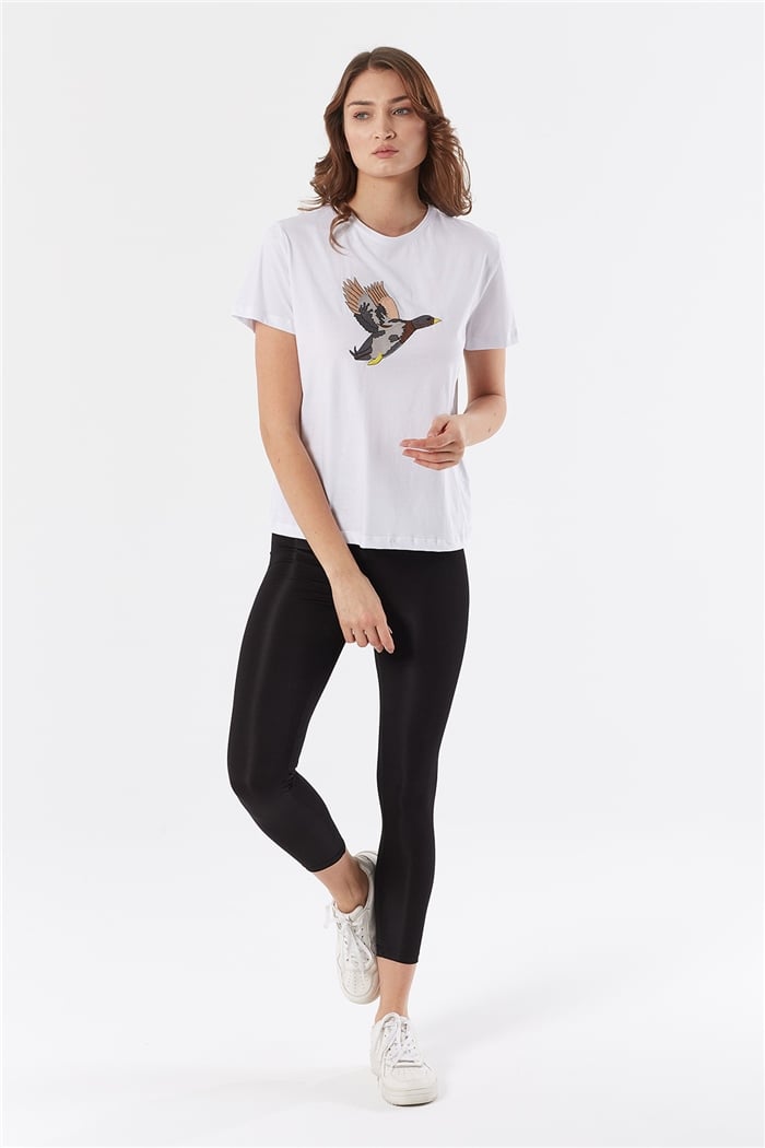 Avrile NAKIŞLI T-SHIRT  BEYAZ  A22-10539