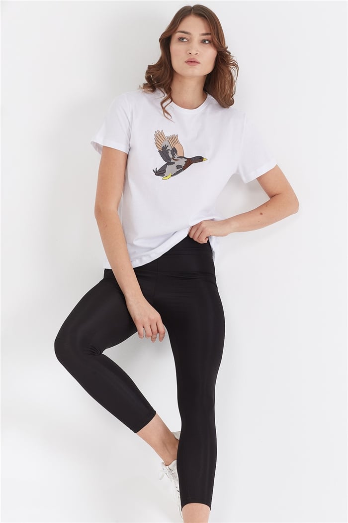 Avrile NAKIŞLI T-SHIRT  BEYAZ  A22-10539