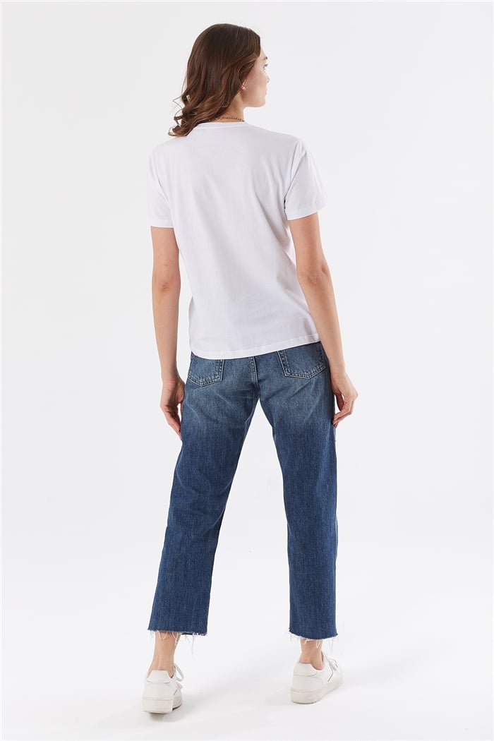 Avrile NAKIŞLI T-SHIRT  BEYAZ  A22-10541