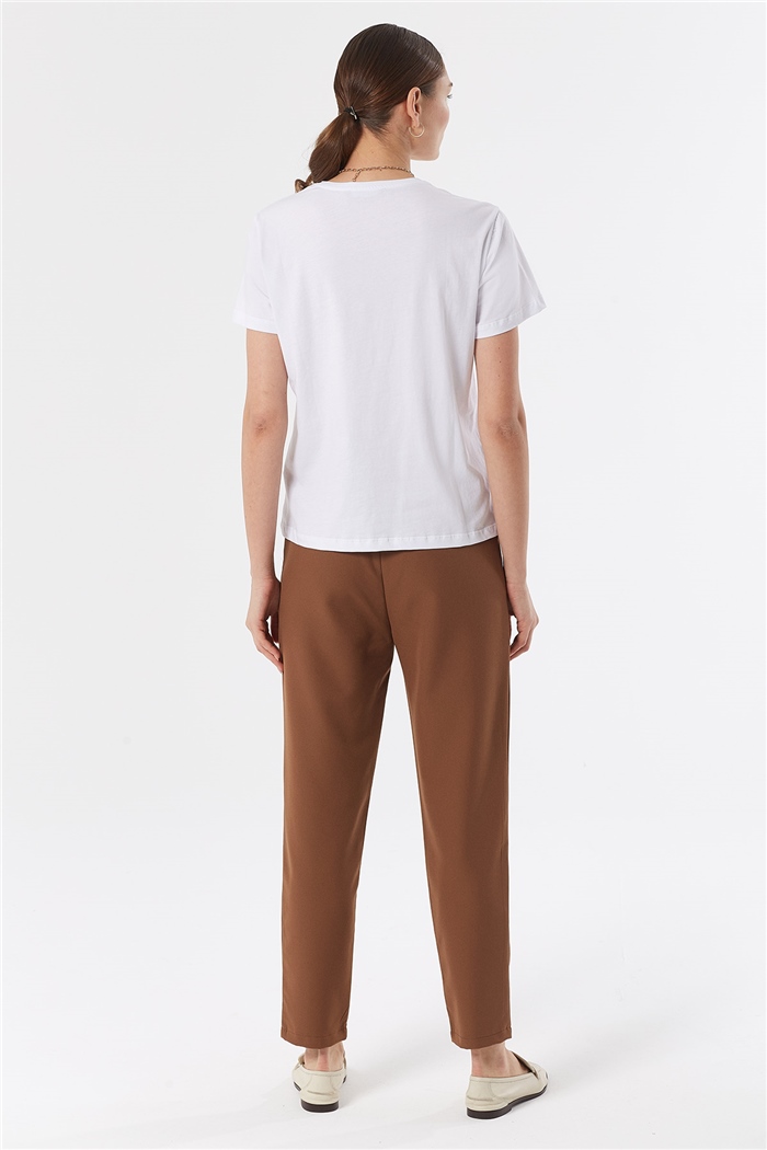 Avrile NAKIŞLI T-SHIRT  BEYAZ  A22-10546