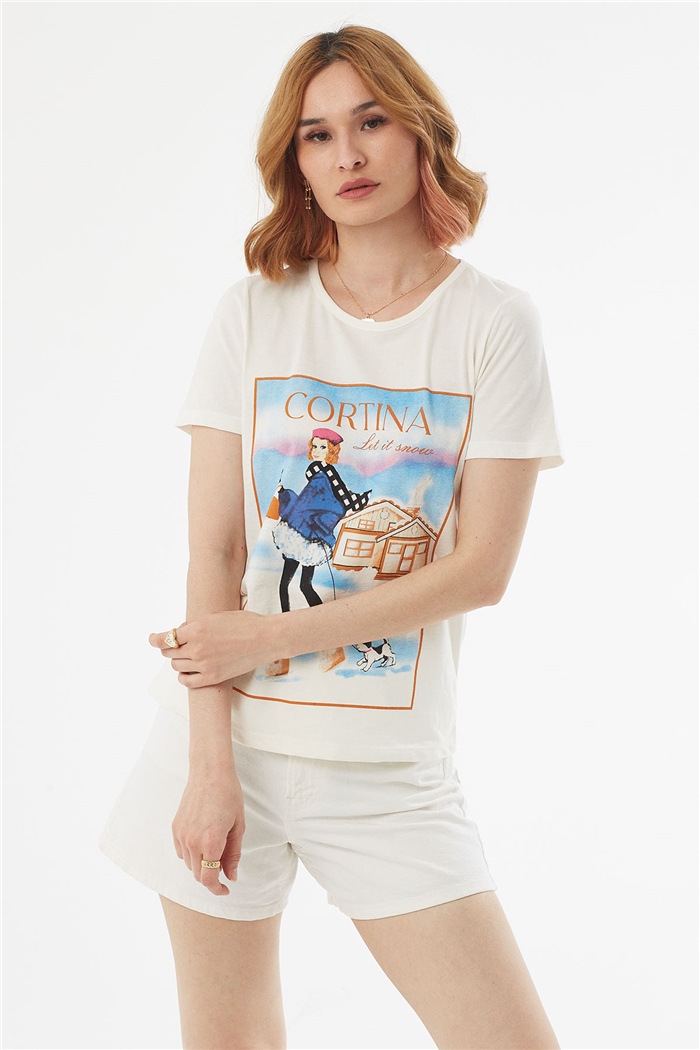 Avrile ÖN BASKILI T-SHIRT  EKRU  A22-10571