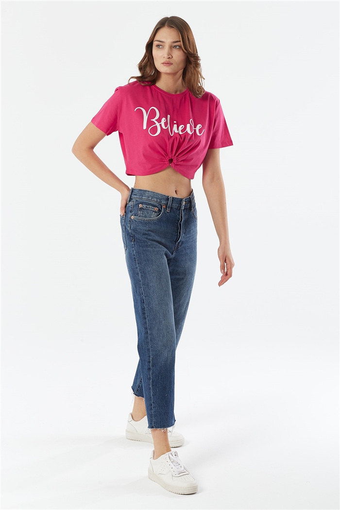 Avrile Piercing Detaylı T-shirt  FUŞYA  A22-10529