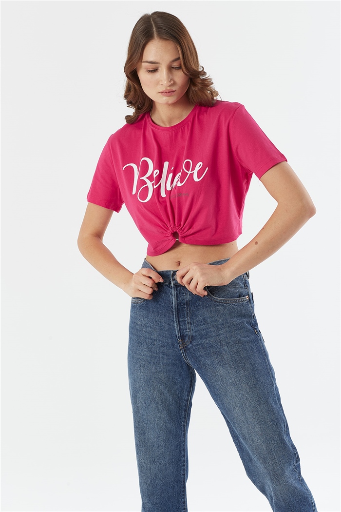 Avrile Piercing Detaylı T-shirt  FUŞYA  A22-10529