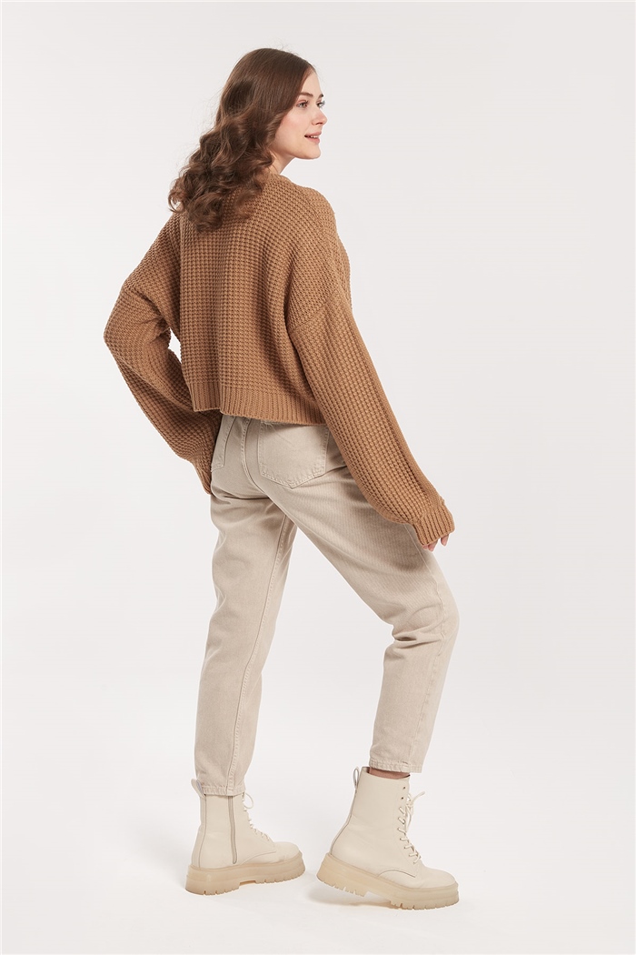 Avrile Pirinç Örgülü Triko Kazak  CAMEL  A91991-S