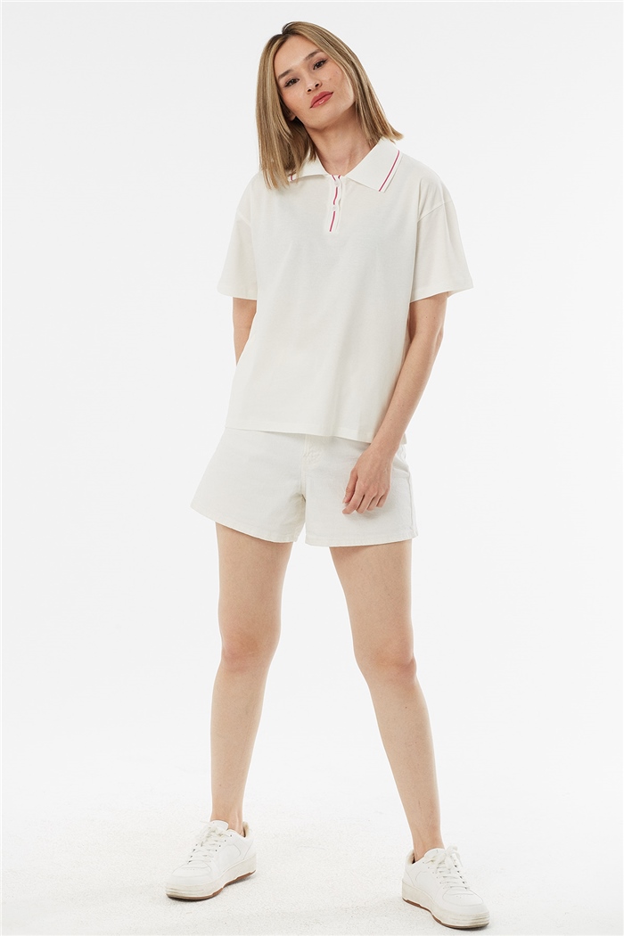 Avrile Polo Yaka T-Shirt  EKRU  A21-10524