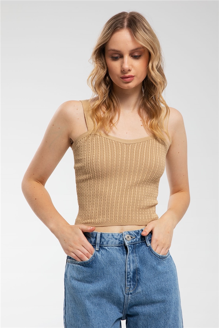 Avrile Saç Örgülü Triko Atlet  CAMEL  A91699-S