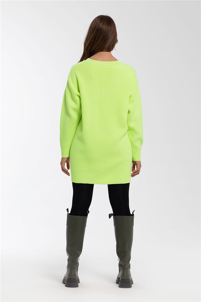 Avrile Salaş V Yaka Triko Tunik  NEON SARI  A91861-S