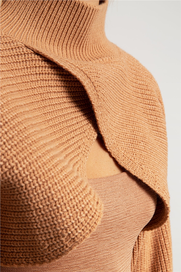 Avrile Selanik Örgü İçi Atletli Bolero  CAMEL  A91585-S