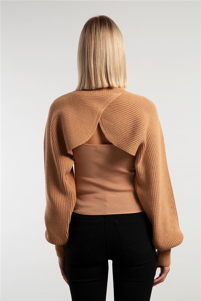 Avrile Selanik Örgü İçi Atletli Bolero  CAMEL  A91585-S