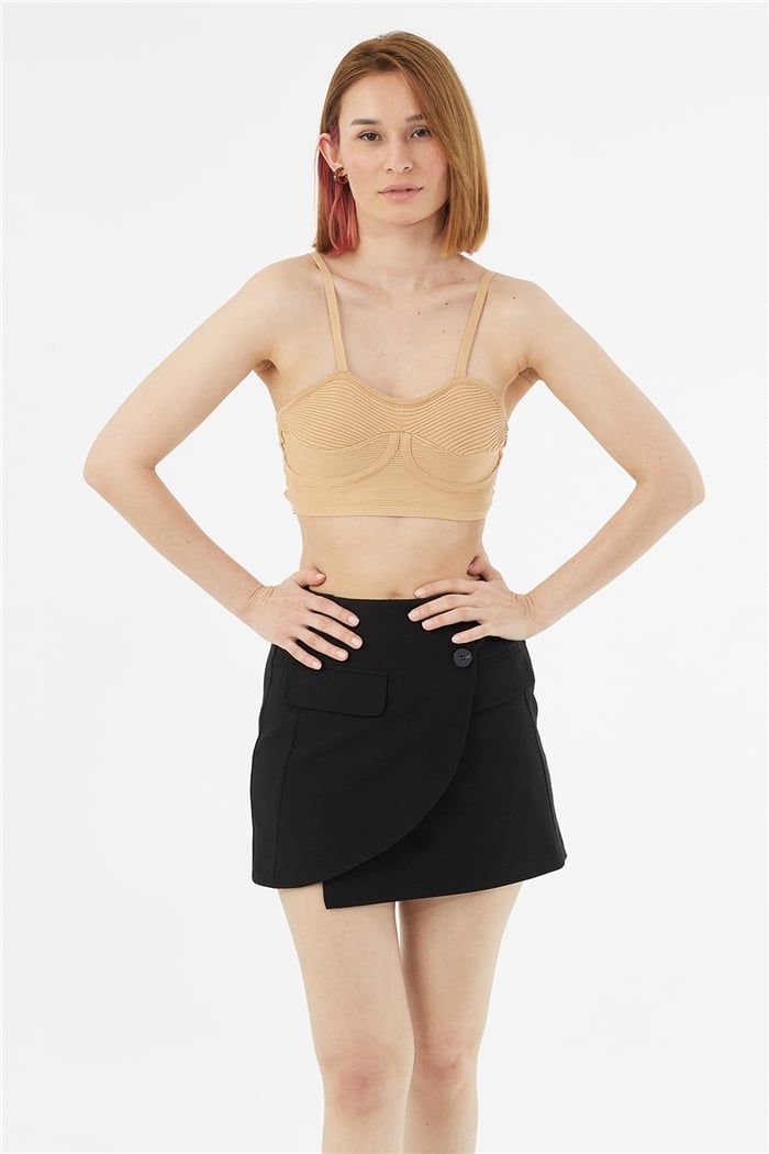 Avrile Tiktaklı Triko Büstiyer  CAMEL  A91767-S