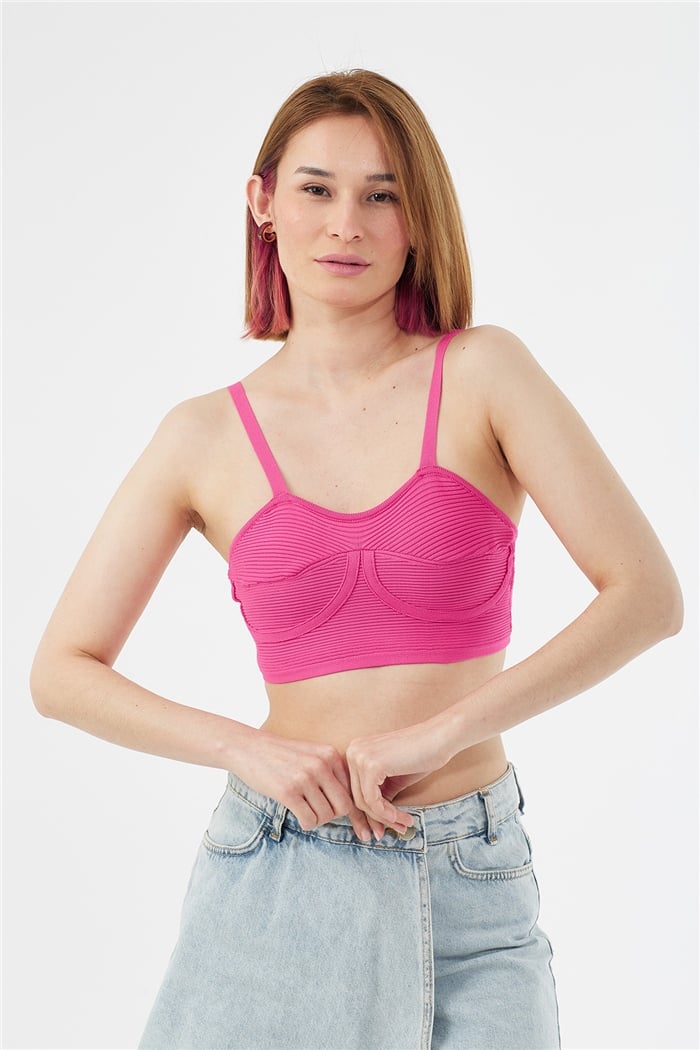 Avrile Tiktaklı Triko Büstiyer  NEON FUŞYA  A91767-S