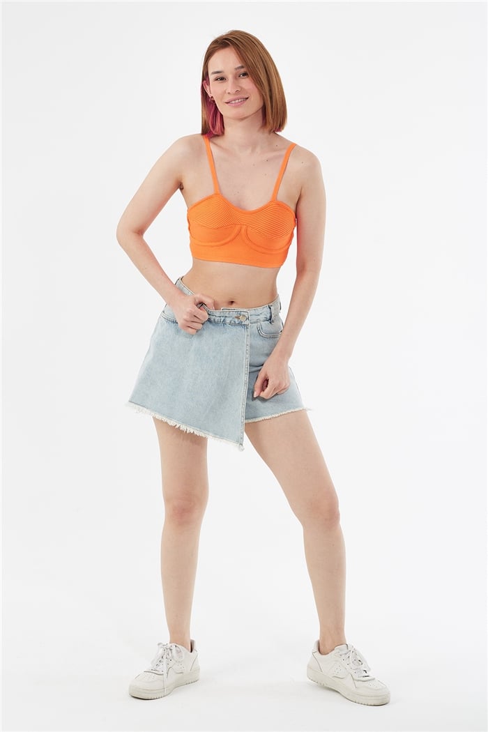 Avrile Tiktaklı Triko Büstiyer  NEON ORANJ  A91767-S