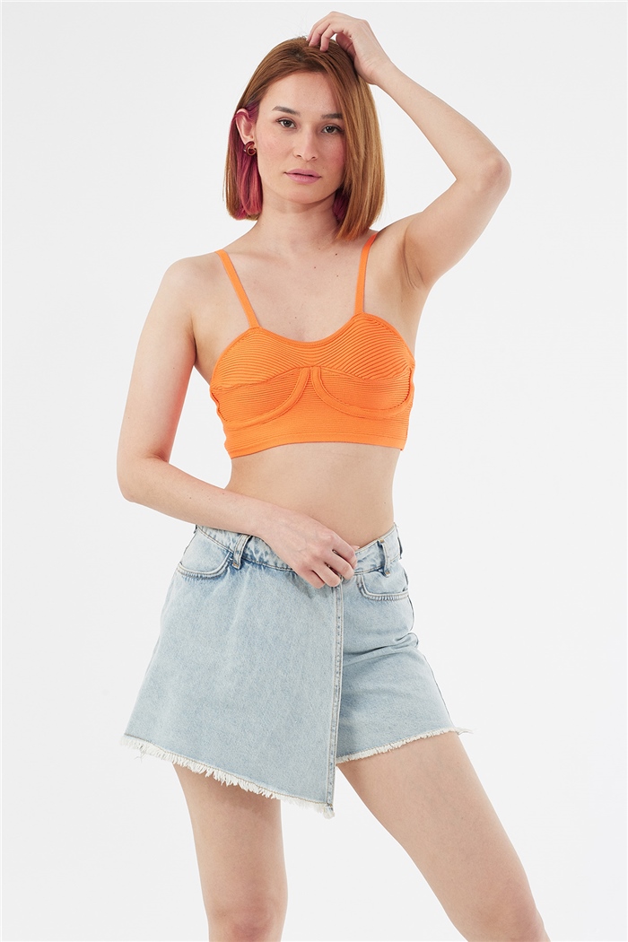 Avrile Tiktaklı Triko Büstiyer  NEON ORANJ  A91767-S