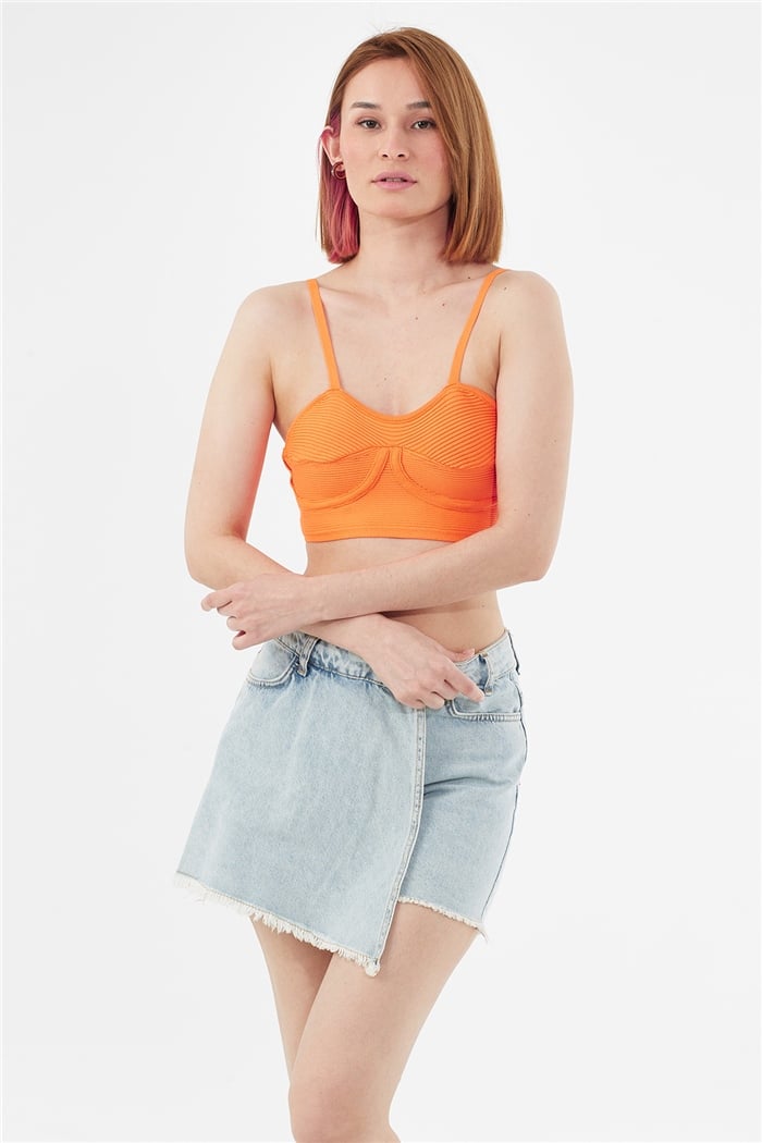 Avrile Tiktaklı Triko Büstiyer  NEON ORANJ  A91767-S