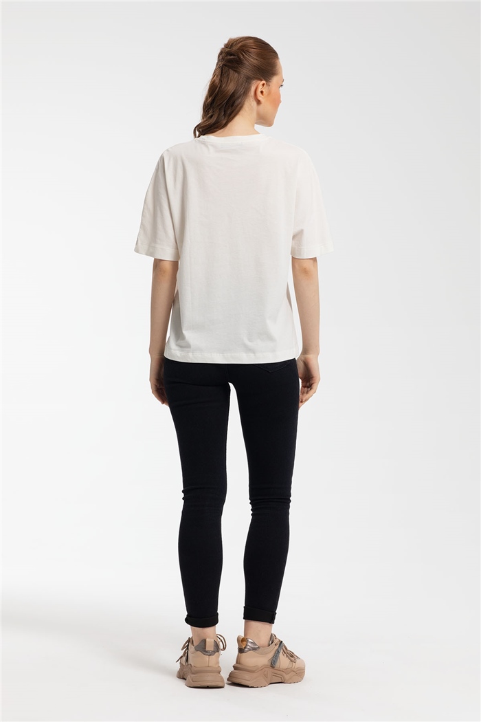 Avrile Yazı Baskılı T-Shirt  EKRU  A21-10457