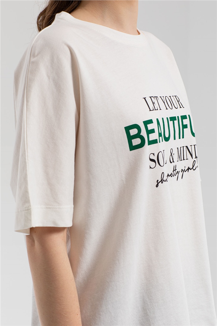 Avrile Yazı Baskılı T-Shirt  EKRU  A21-10457