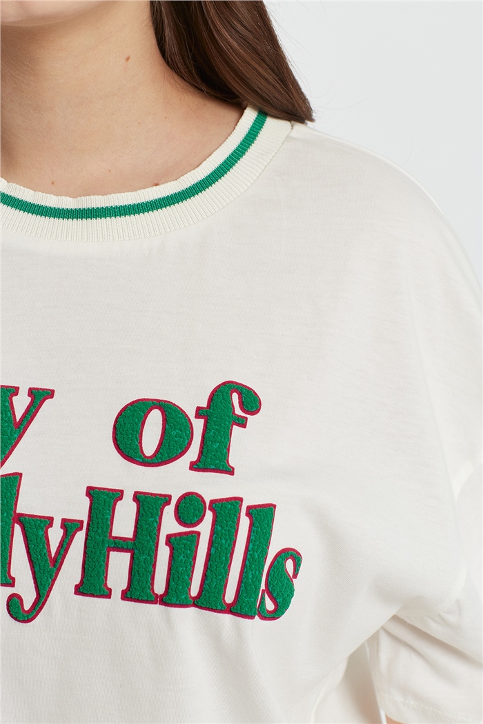 Avrile Yazı Baskılı T-Shirt  EKRU  A21-10526