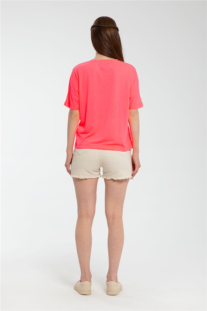 Avrile Yazı Baskılı T-Shirt  FUŞYA  A21-10457