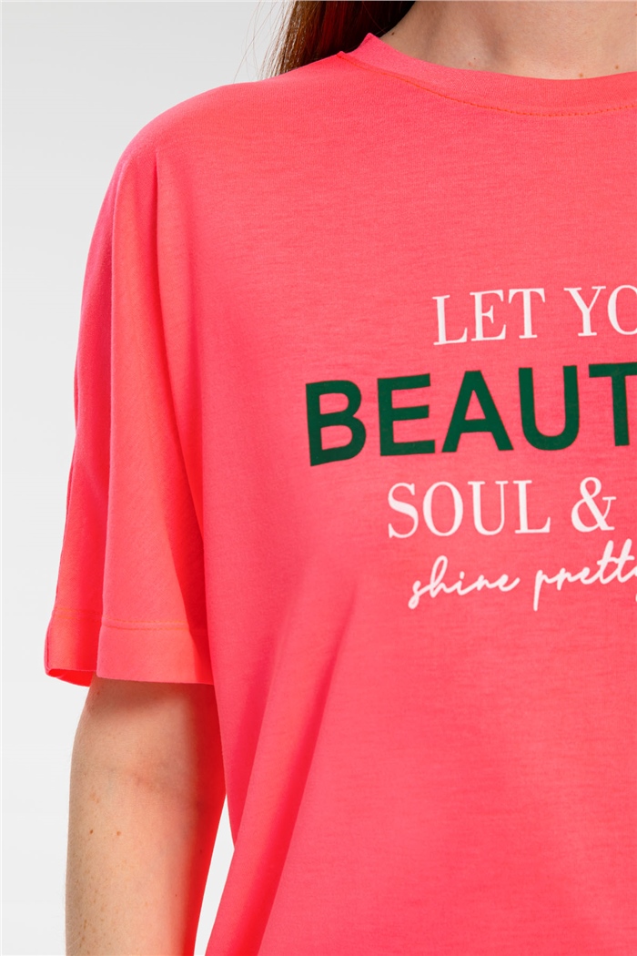 Avrile Yazı Baskılı T-Shirt  FUŞYA  A21-10457