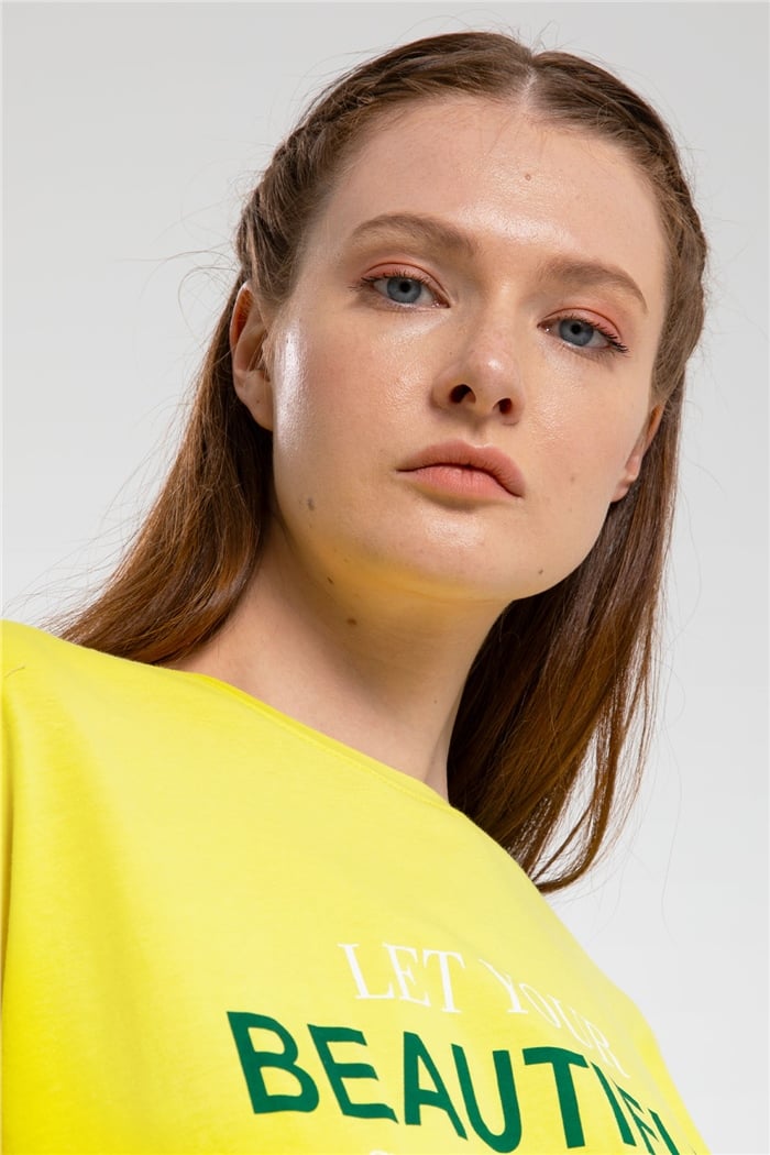 Avrile Yazı Baskılı T-Shirt  SARI  A21-10457