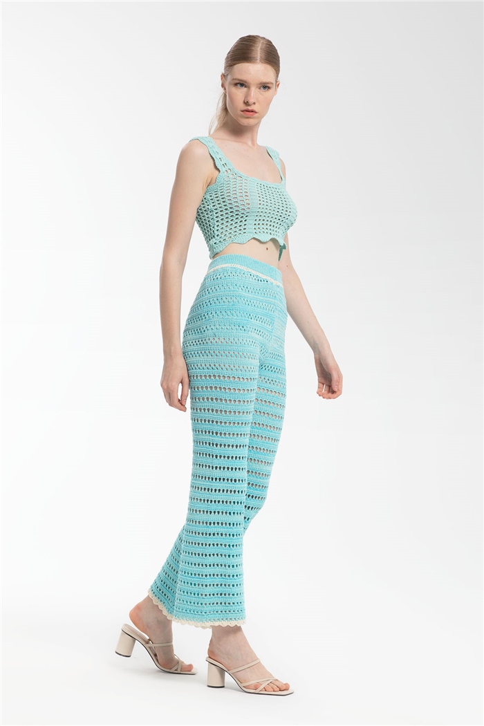 Nisan Ajur Desenli Triko Pantolon  AQUA  TT3198-Z