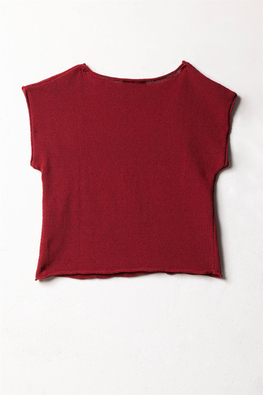 Nisan  Ajurlu Triko Bluz BORDO TT4510-Z