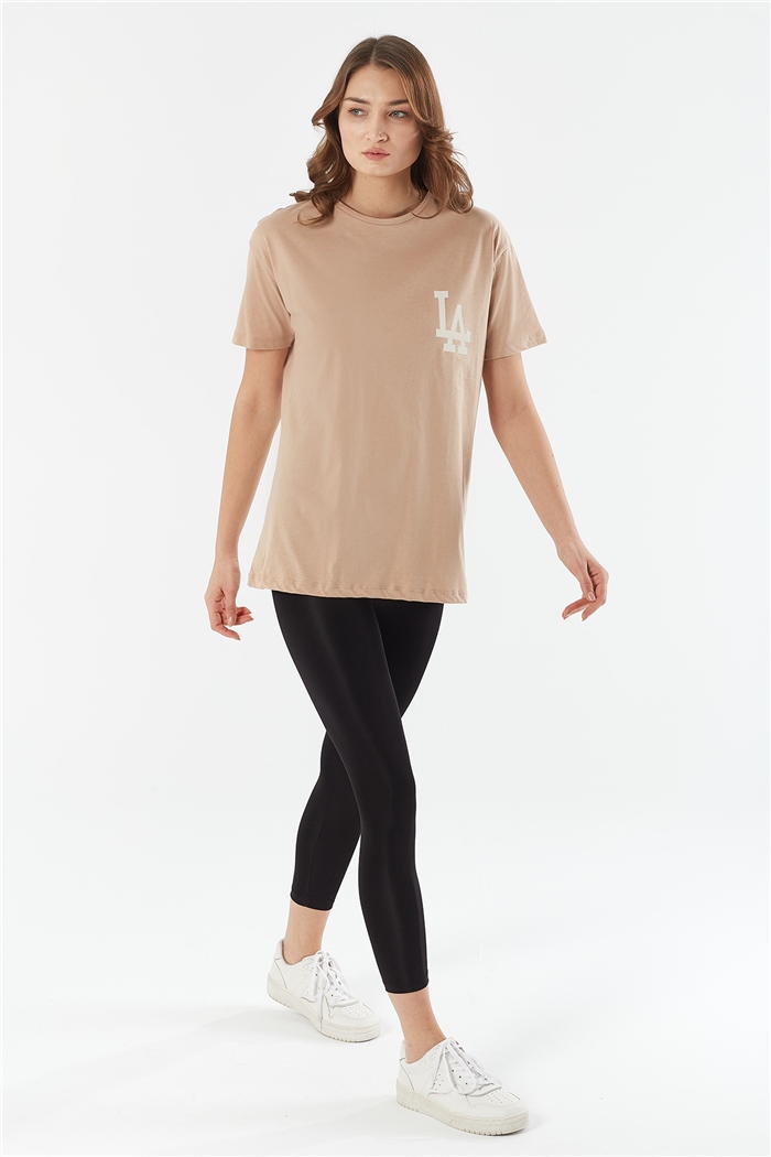 Nisan BASKILI T SHIRT  BEJ  N22-1310