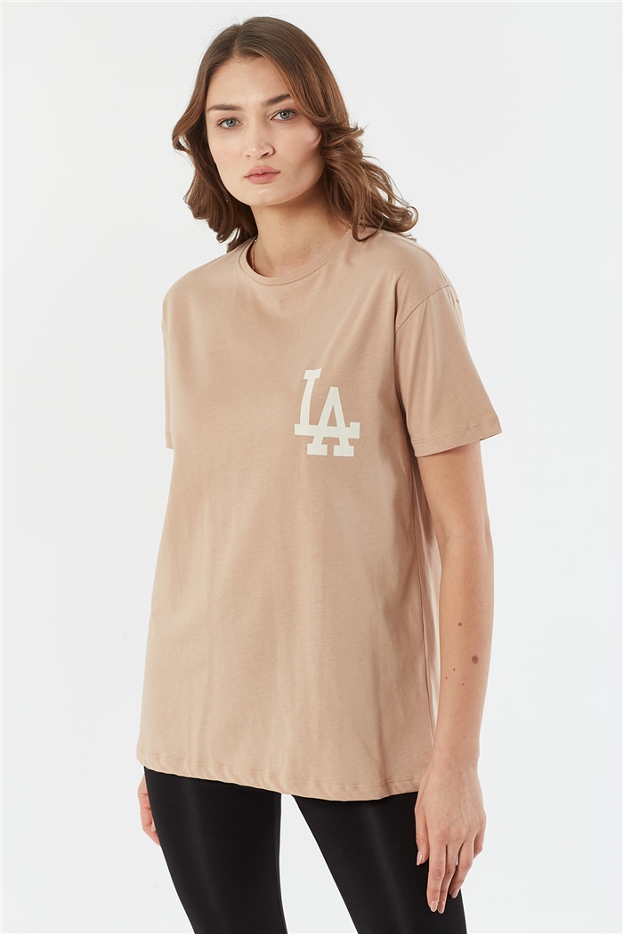 Nisan BASKILI T SHIRT  BEJ  N22-1310
