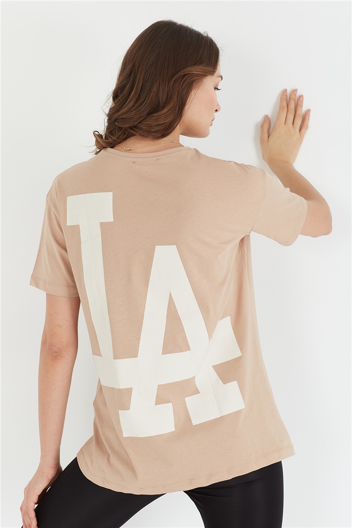Nisan BASKILI T SHIRT  BEJ  N22-1310