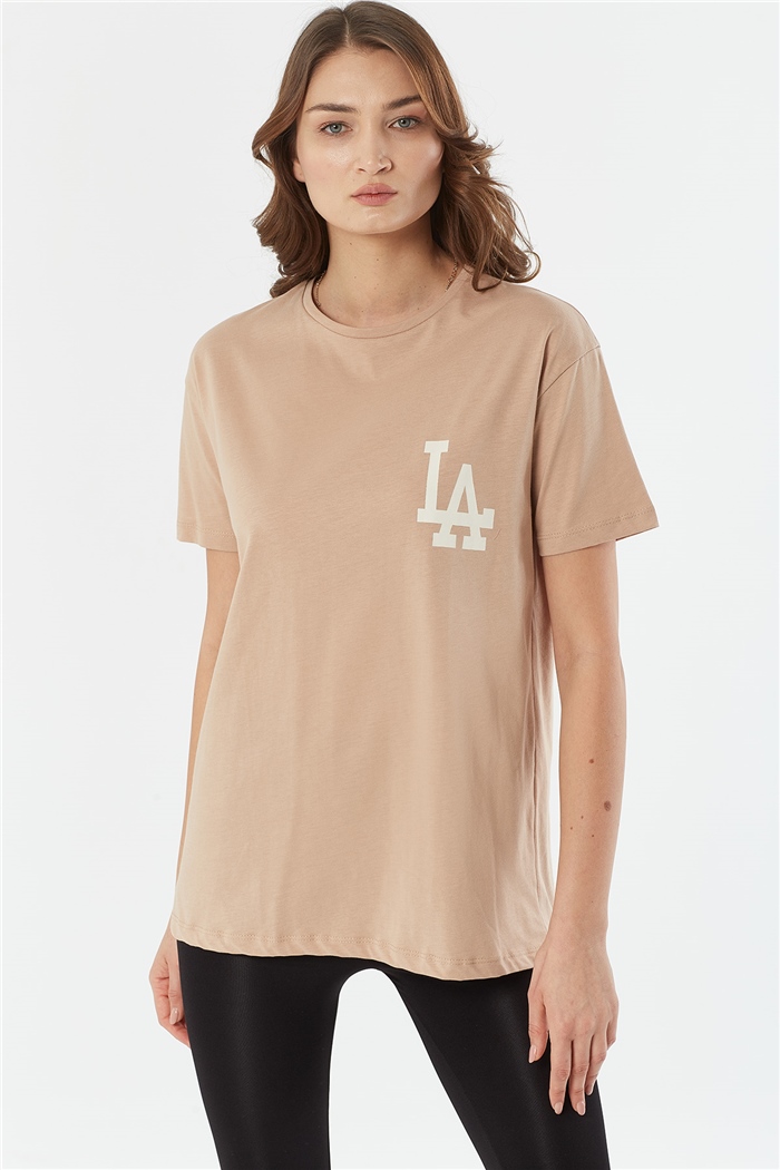 Nisan BASKILI T SHIRT  BEJ  N22-1310