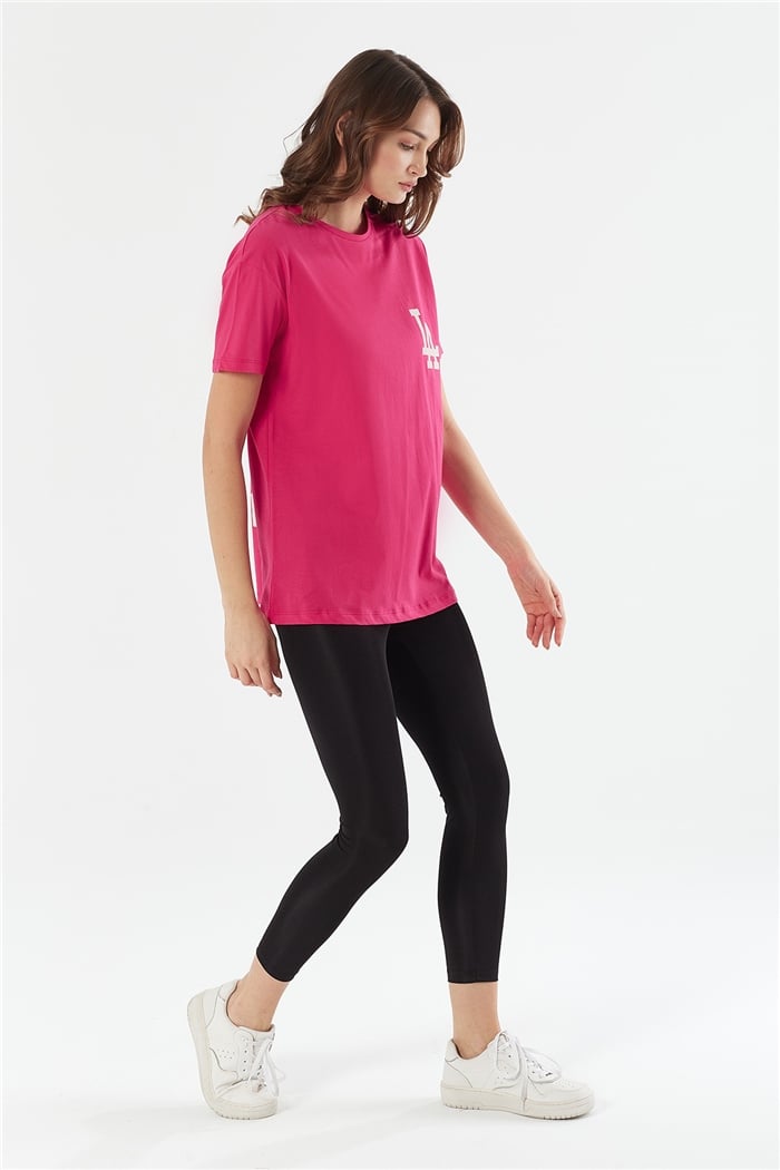 Nisan BASKILI T SHIRT  FUŞYA  N22-1310