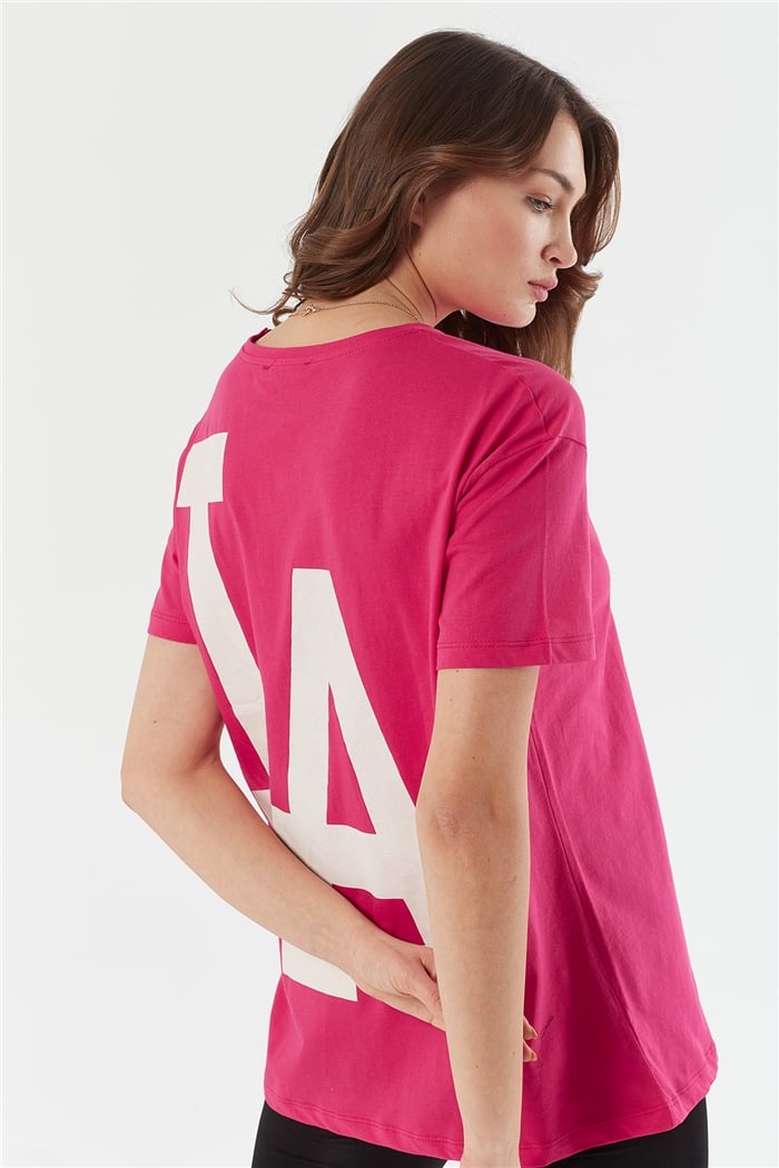 Nisan BASKILI T SHIRT  FUŞYA  N22-1310