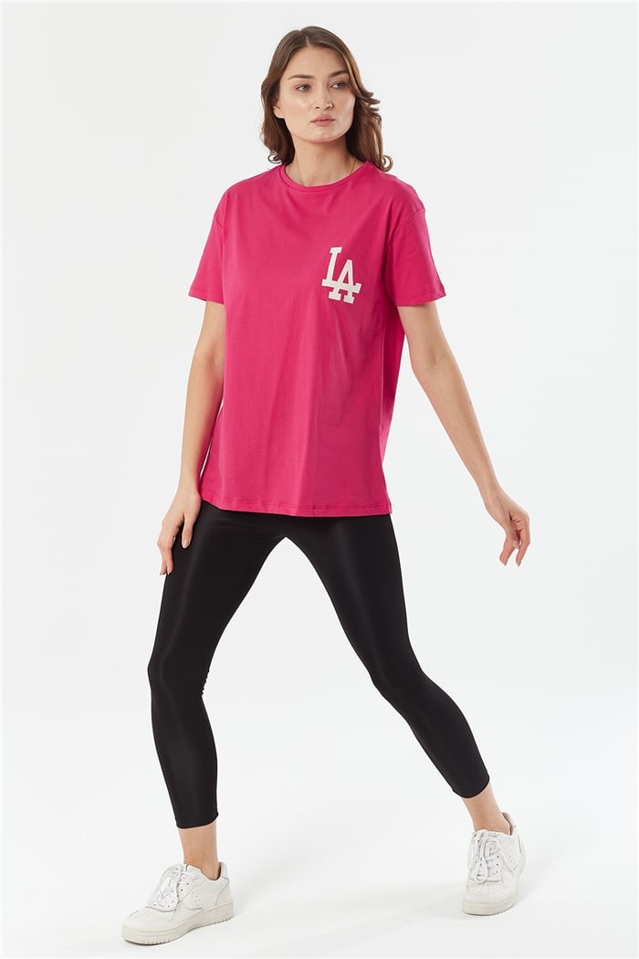 Nisan BASKILI T SHIRT  FUŞYA  N22-1310