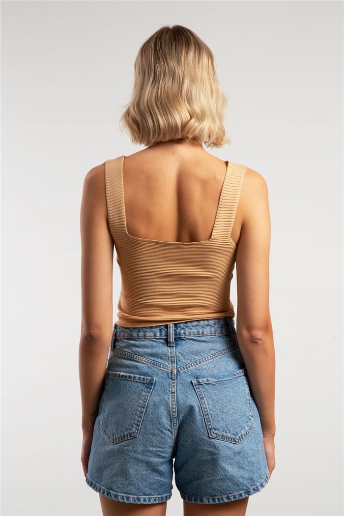 Nisan Bekletmeli Triko Bluz  CAMEL  TT2531-S