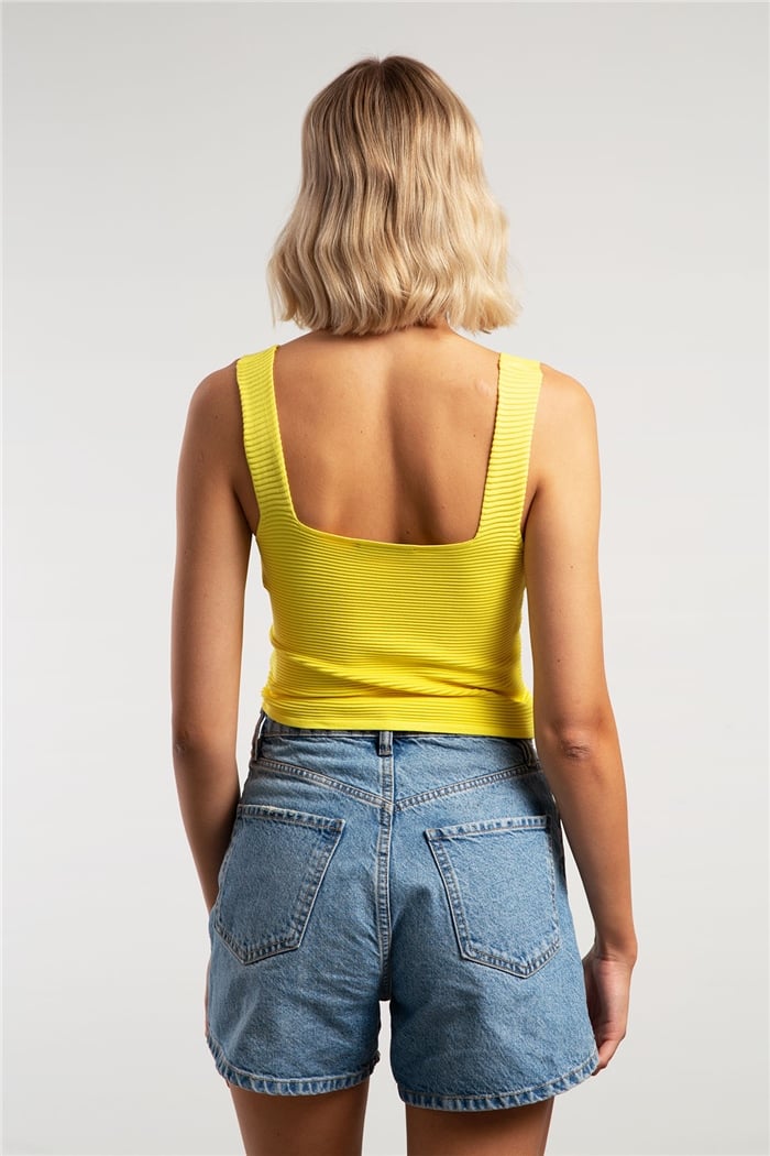 Nisan Bekletmeli Triko Bluz  SARI  TT2531-S