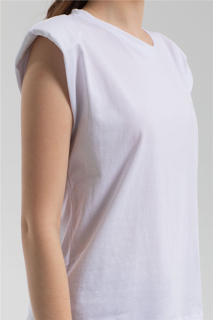 Nisan Bisiklet Yaka Vatkalı T-Shirt  BEYAZ  N21-1122