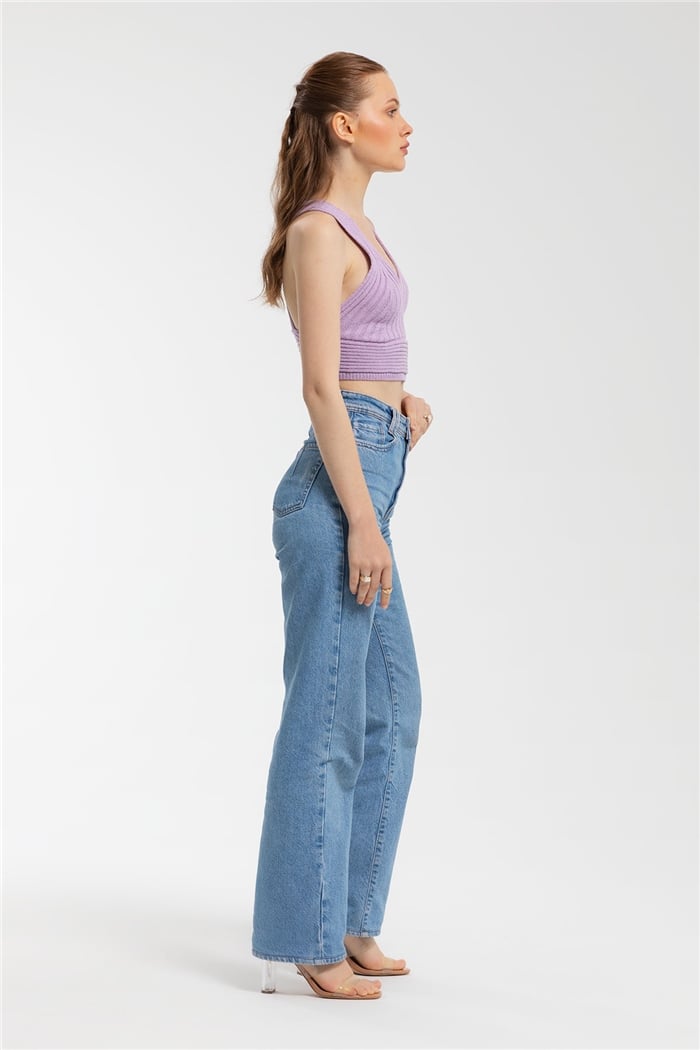 Nisan Çapraz Askılı Crop Triko Atlet  LİLA  TT3142-Z