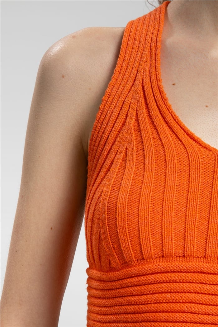 Nisan Çapraz Askılı Crop Triko Atlet  ORANJ  TT3142-Z