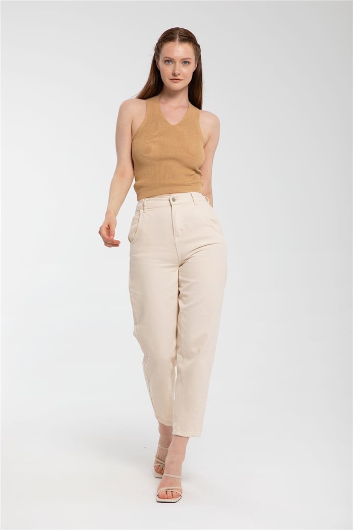 Nisan Çapraz Askılı Triko Bluz  CAMEL  TT3092-Z