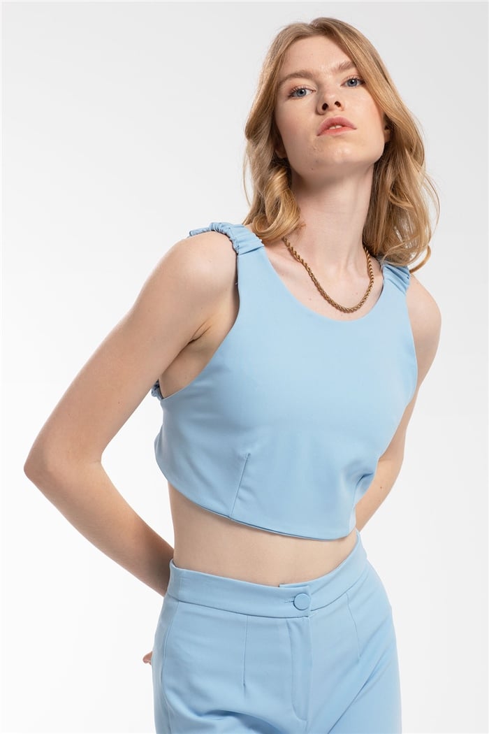 Nisan Crop Bluz  BEBE MAVİ  N21-1186