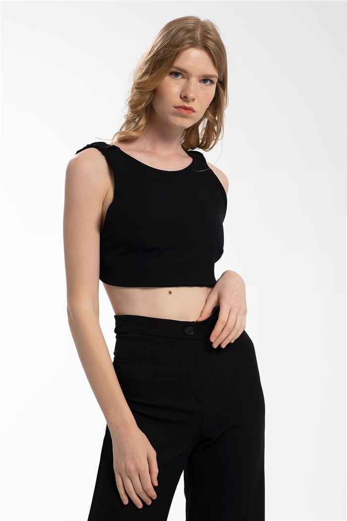 Nisan Crop Bluz  SİYAH  N21-1186