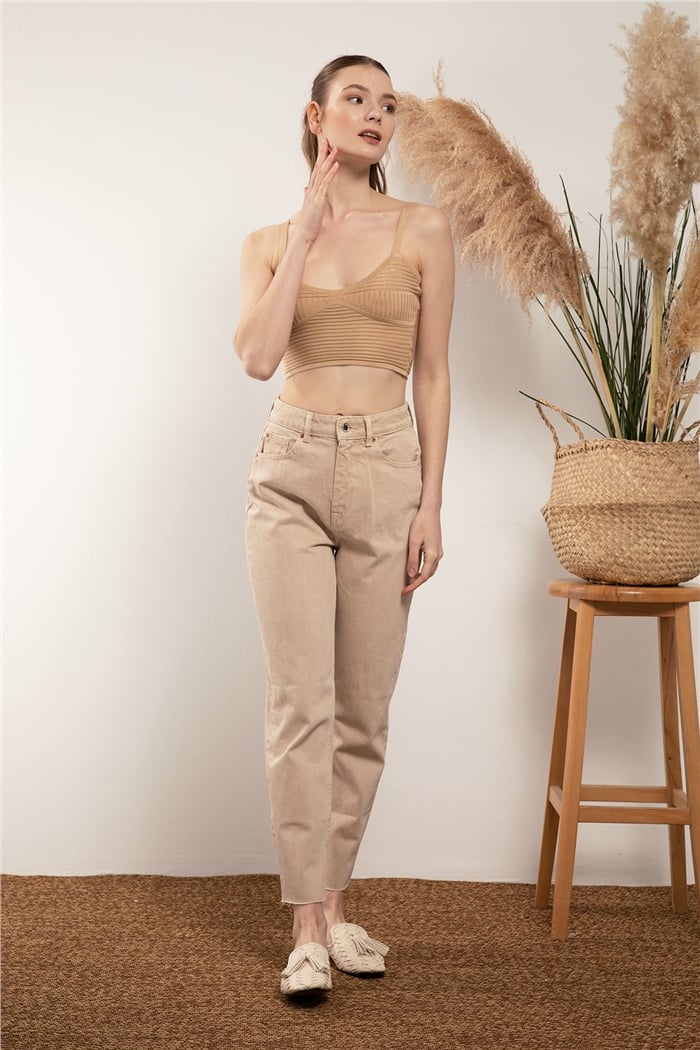 Nisan Crop Triko Atlet  CAMEL  TT3091-Z