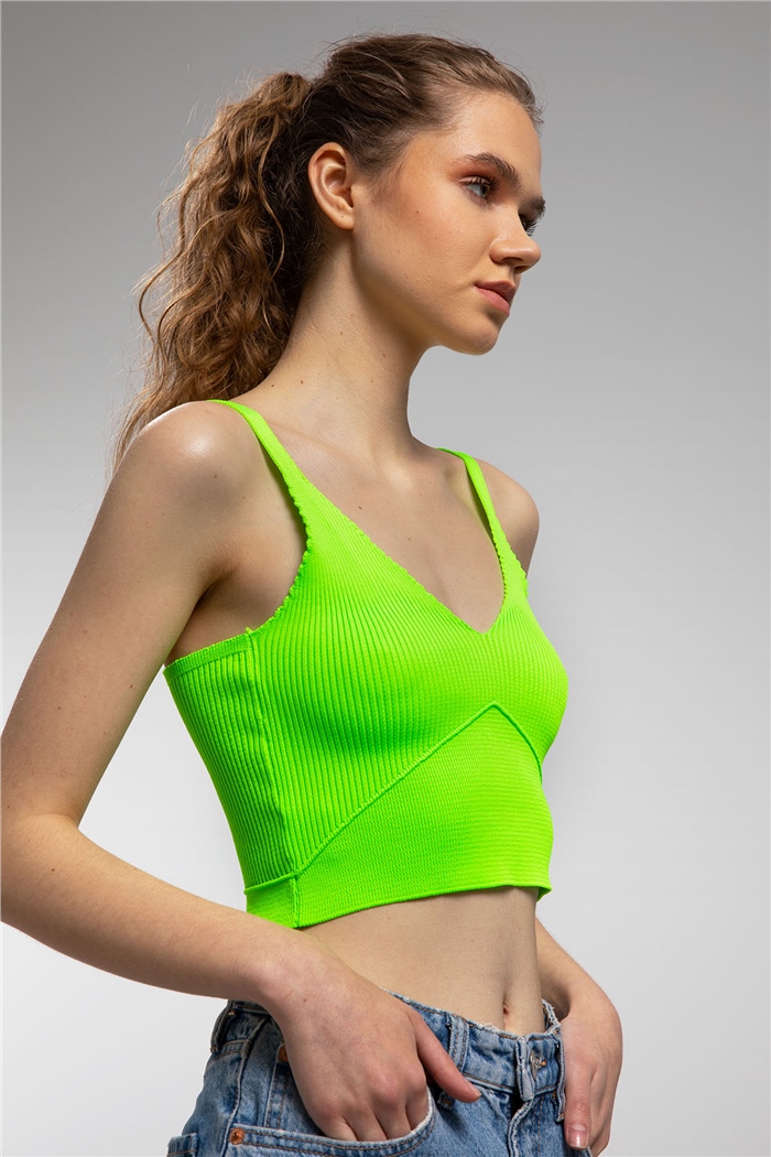 Nisan Crop Triko Atlet  NEON YEŞİL  TT3141-Z