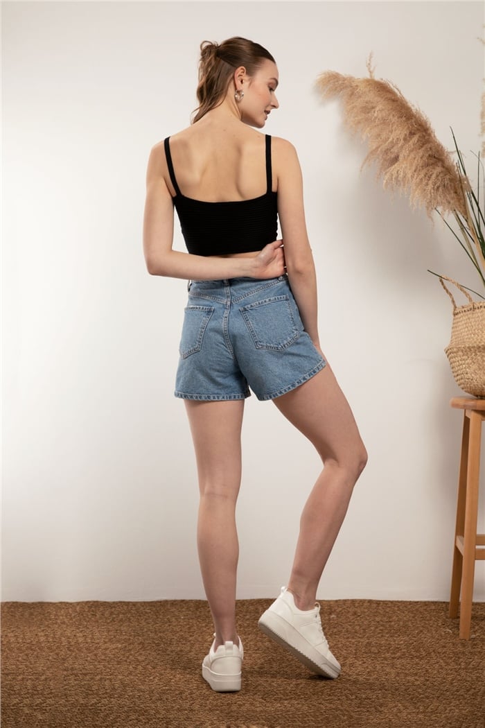 Nisan Crop Triko Atlet  SİYAH  TT3091-Z