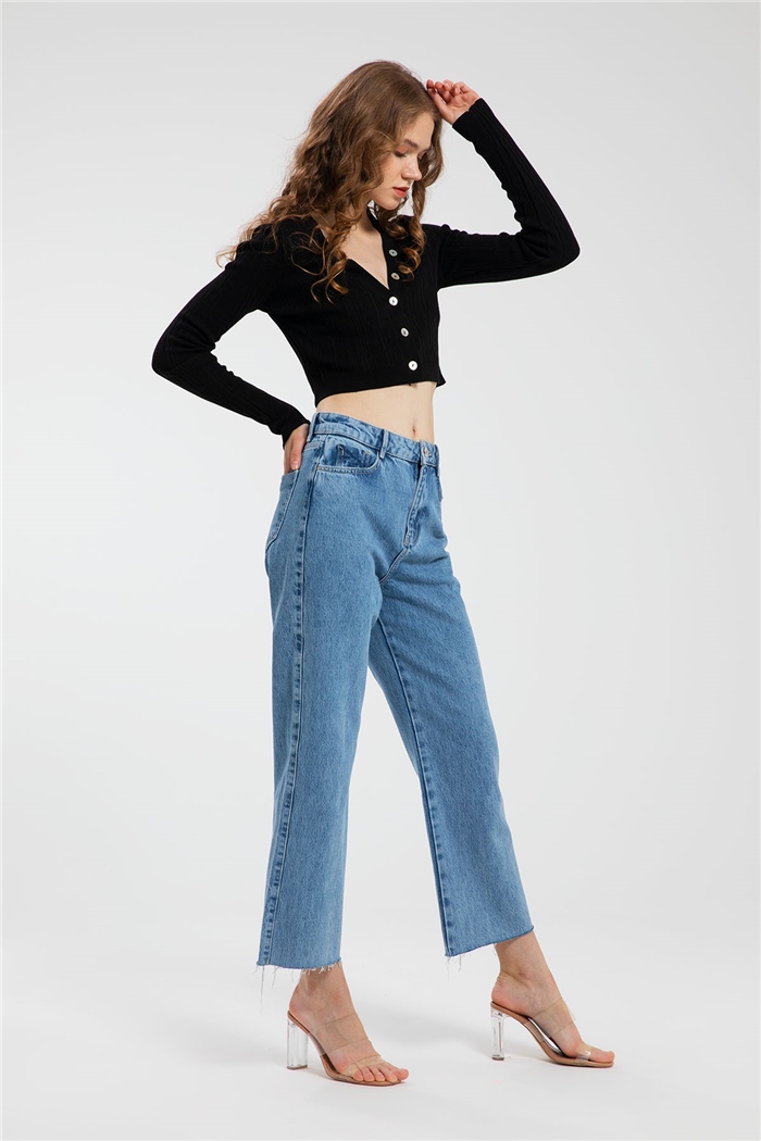 Nisan Crop Triko Hırka  SİYAH  TT3037-Z